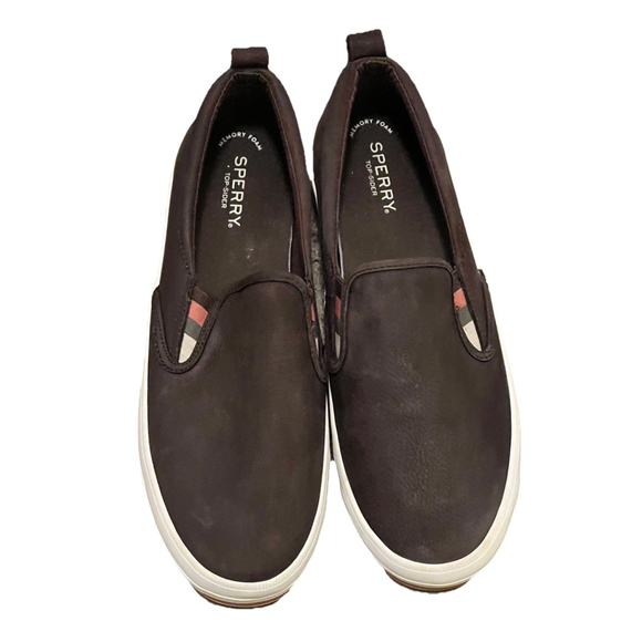Sperry Women’s Slip-On Loafers Size 11 Brown Leather Memory Foam Comfort Shoes - Picture 2 of 5